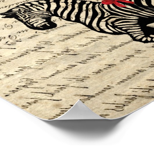 Vintager Zebra und Herzblasen Poster (Ecke)