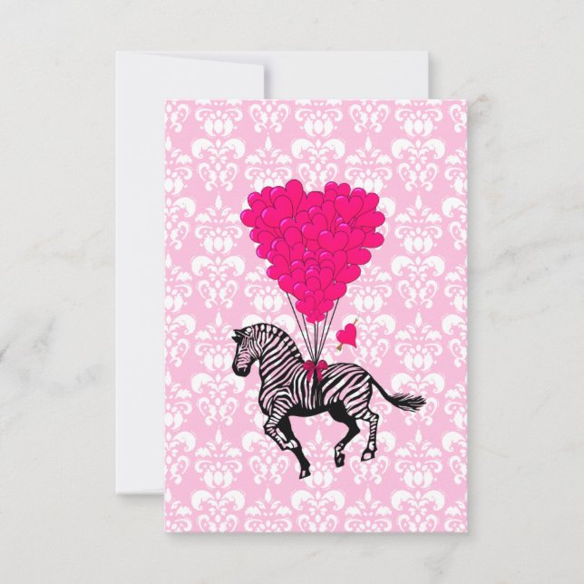 Vintager Zebra- und rosa Herzballon (Vorderseite)