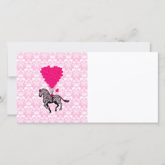 Vintager Zebra- und rosa Herzballon (Vorderseite)