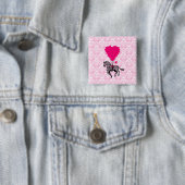 Vintager Zebra- und rosa Herzballon Button (Beispiel)
