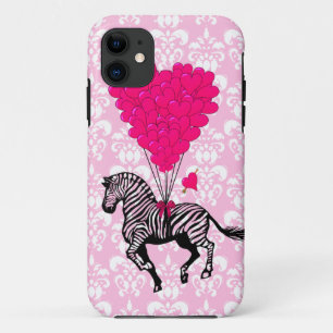 Vintager Zebra- und rosa Herzballon Case-Mate iPhone Hülle