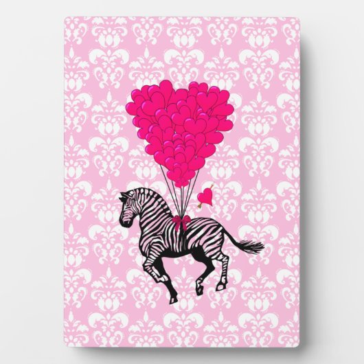 Vintager Zebra- und rosa Herzballon Fotoplatte (Vorderseite)