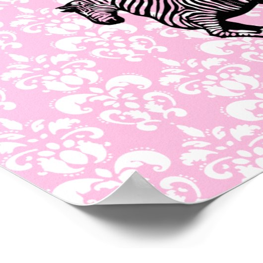 Vintager Zebra- und rosa Herzballon Poster (Ecke)