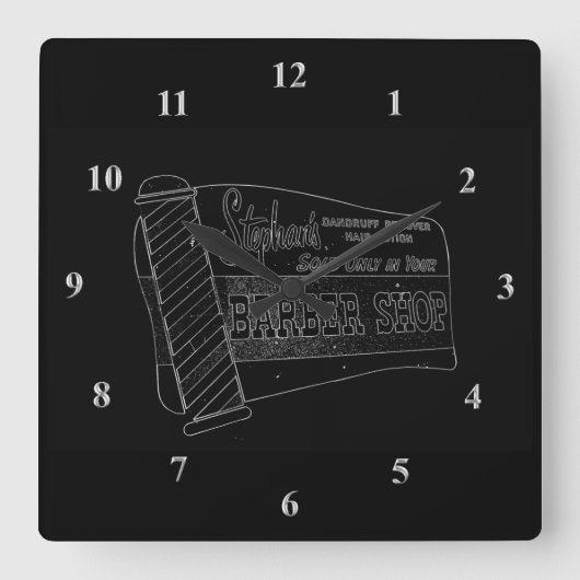 Vintager Zeichen-Friseur Pole des Quadratische Wanduhr (Vorderseite)