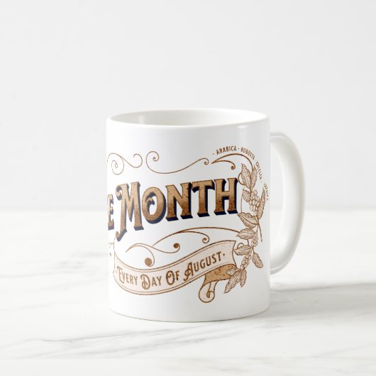 Vintager Zeichenkaffee Monat Kaffeetasse (VorderseiteRechts)