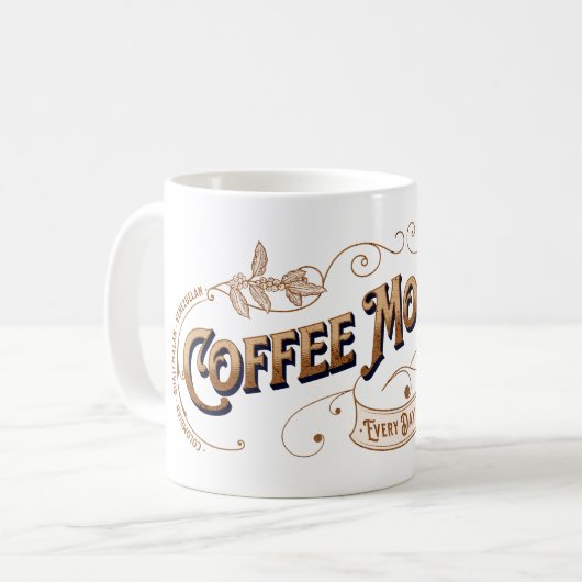 Vintager Zeichenkaffee Monat Kaffeetasse (Vorderseite Links)