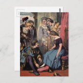 Vintager Zeichn: Aschenputtel und Fürst Postkarte (Vorne/Hinten)