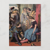 Vintager Zeichn: Aschenputtel und Fürst Postkarte (Vorderseite)