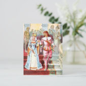 Vintager Zeichn: Aschenputtel und Fürst Postkarte (Stehend Vorderseite)