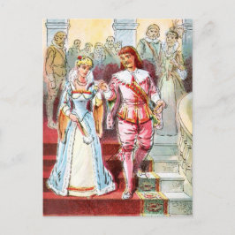 Vintager Zeichn: Aschenputtel und Fürst Postkarte