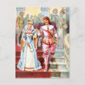 Vintager Zeichn: Aschenputtel und Fürst Postkarte (Vorderseite)