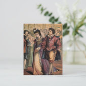 Vintager Zeichn: Aschenputtel und Fürst Postkarte (Stehend Vorderseite)