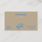 Vintager zeichn - blaue Krabbe Nr. 2 - Visitenkart Visitenkarte (Rückseite)