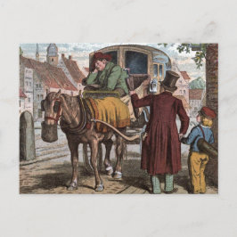 Vintager Zeichn: Die alte Beförderung Postkarte