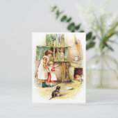 Vintager Zeichn: Die Kaninchenhause Postkarte (Stehend Vorderseite)