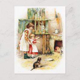Vintager Zeichn: Die Kaninchenhause Postkarte