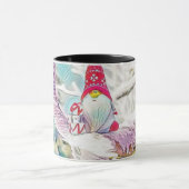 Vintager Zeichn eines Gnoms auf einem Schneebaum Tasse (Zentrum)