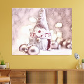 Vintager Zeichn eines rosa Gnoms auf Schnee Leinwanddruck (Insitu (Wohnzimmer))