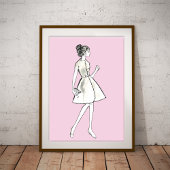 Vintager zeichn-Modedruck Poster