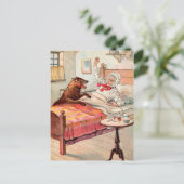 Vintager Zeichn: Oma und der Wolf Postkarte (Stehend Vorderseite)