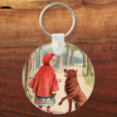 Vintager Zeichn: Red Riding Hood und der Wolf Schlüsselanhänger (Vorderseite)