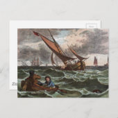 Vintager Zeichn: Sturm auf See Postkarte (Vorne/Hinten)