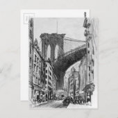 Vintager Zeichn von Brooklyn Bridge Tenements Postkarte (Vorne/Hinten)