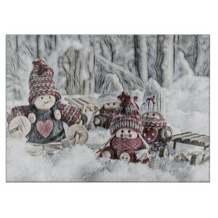 Vintager Zeichn von Gnomen im Schnee Schneidebrett