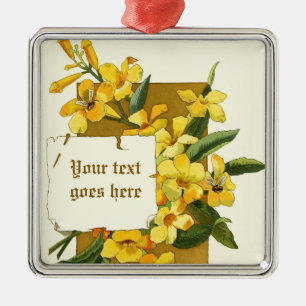 Vintager zeichn von Jasminverzierungen Silbernes Ornament