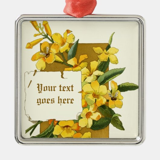 Vintager zeichn von Jasminverzierungen Silbernes Ornament (Vorne)