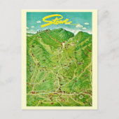 Vintager Zeichn von Stowe Vermont Postkarte (Vorderseite)
