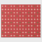 Vintager zeitgenössischer Red Christmas Star Geschenkpapier (Flach)