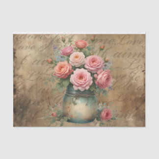 Vintager Zeitloser Jar von Rose Dekoupage Print Seidenpapier