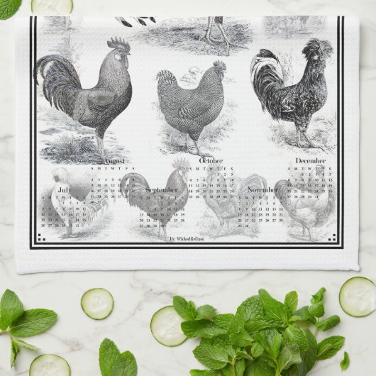 Vintager Zeitplan 2026 Geschirrtuch (Gefaltet)