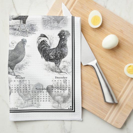 Vintager Zeitplan 2026 Geschirrtuch (Viertel Falte)