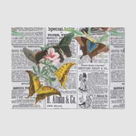 Vintager Zeitungsbutterfly Seidenpapier