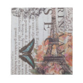 Vintager Zeitungsdecoupage-Eiffelturm Paris Notizblock (Vorderseite)
