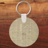 Vintager Zeitungshintergrund Schlüsselanhänger (Vorderseite)