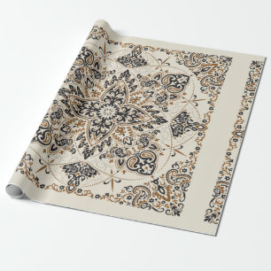 Vintager Zierpaisley Bandana Print, Seidenhalm Geschenkpapier