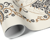 Vintager Zierpaisley Bandana Print, Seidenhalm Geschenkpapier (Rolleneckpunkt)