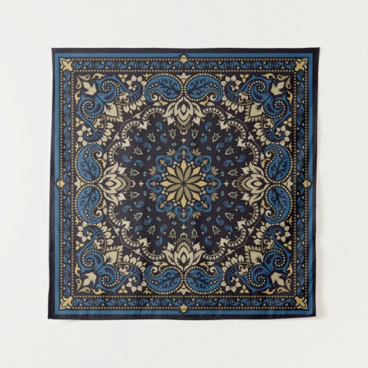 Vintager Zierpaisley Bandana Print, Seidenhalm Wandteppich (Vorderseite)