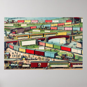 Vintager Zig-ag Passagier- und Güterverkehr Poster