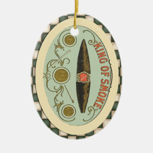 Vintager Zigarren-Aufkleber-König des Rauch-Tabaks Keramikornament