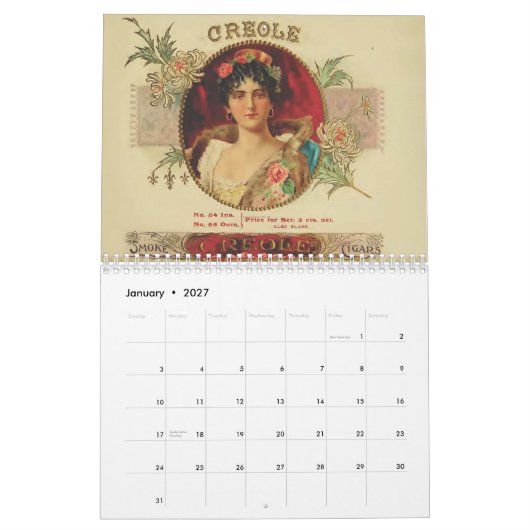 Vintager Zigarren-Spitzen-Kalender Kalender (Jan 2027)