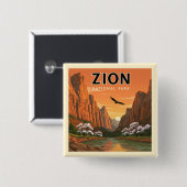 Vintager Zion-Nationalpark Button (Vorne & Hinten)