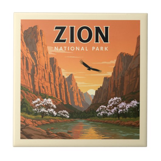 Vintager Zion-Nationalpark Fliese (Vorderseite)