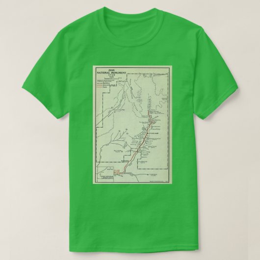 Vintager Zion-Nationalpark Karte 1920 T-Shirt (Design vorne)