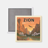 Vintager Zion-Nationalpark Magnet (Vorderseite/Rückseite)