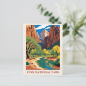 Vintager Zion Nationalpark Utah Postkarte (Stehend Vorderseite)