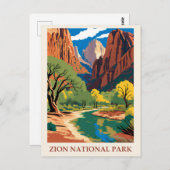 Vintager Zion Nationalpark Utah Postkarte (Vorne/Hinten)